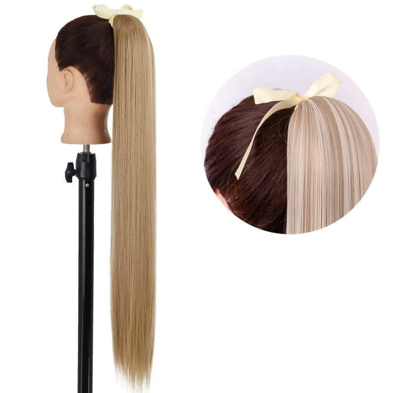 Women's Long Straight Ponytail Hair Extension Black High-Temperature Fiber