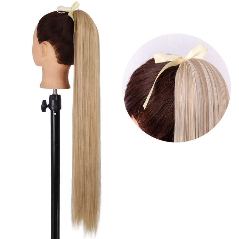 Women's Long Straight Ponytail Hair Extension Black High-Temperature Fiber