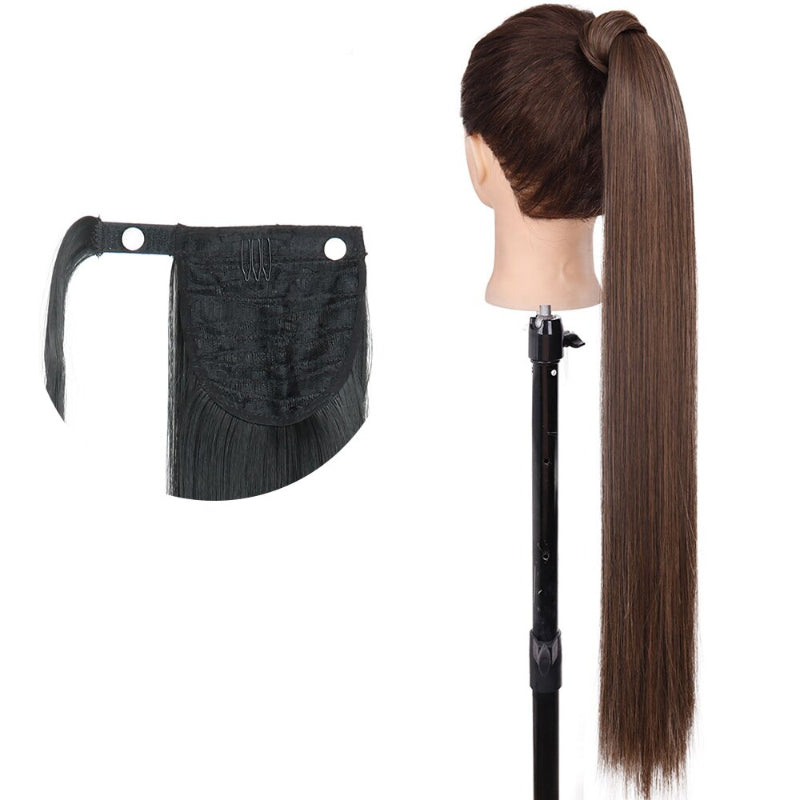 Women's Long Straight Ponytail Hair Extension Black High-Temperature Fiber