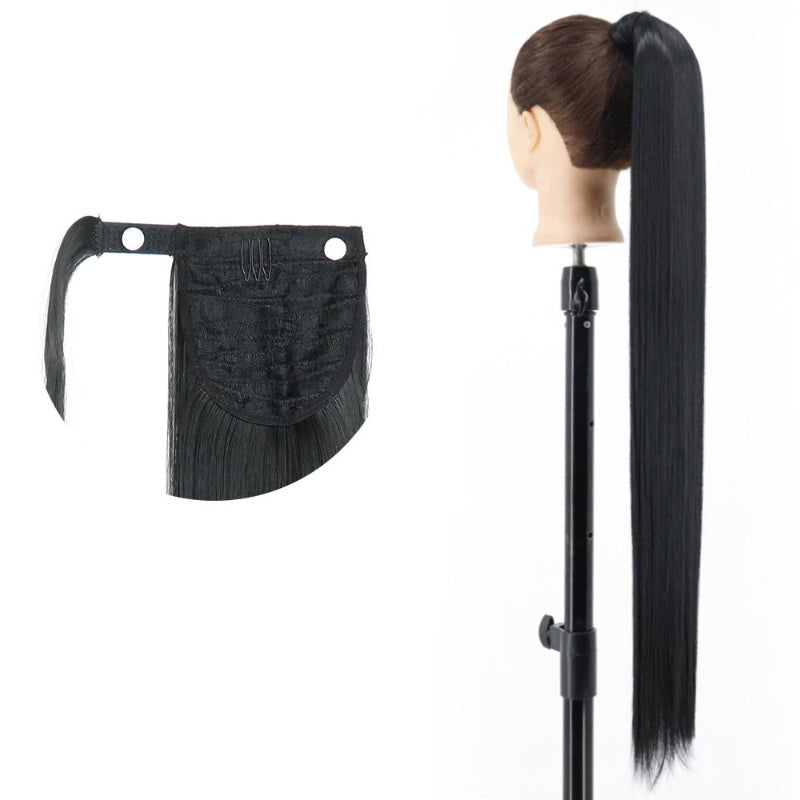 Women's Long Straight Ponytail Hair Extension Black High-Temperature Fiber