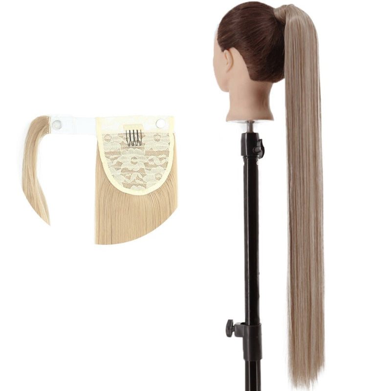 Women's Long Straight Ponytail Hair Extension Black High-Temperature Fiber