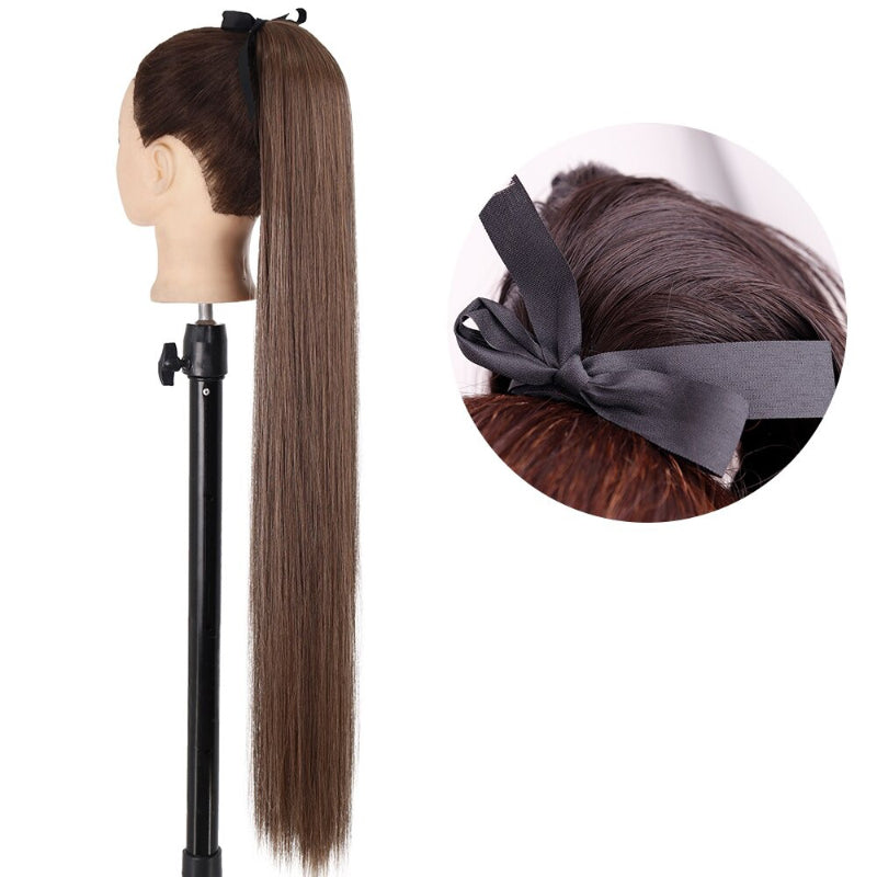 Women's Long Straight Ponytail Hair Extension Black High-Temperature Fiber