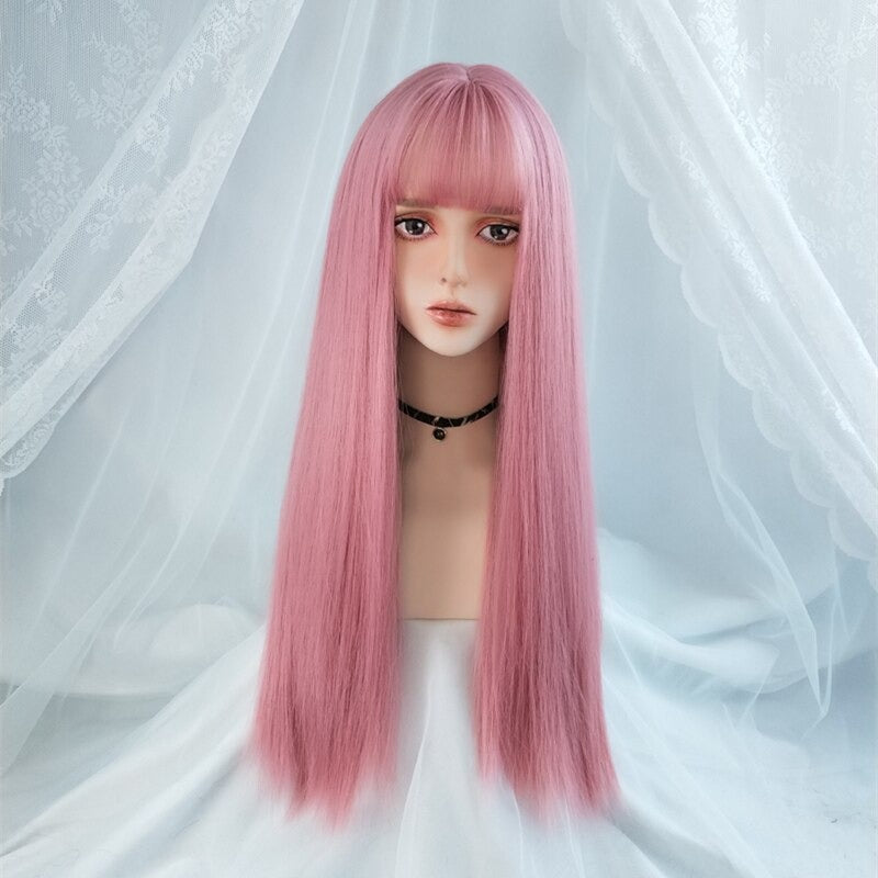 Women's Long Straight Wig Bright Color High-Temperature Fiber