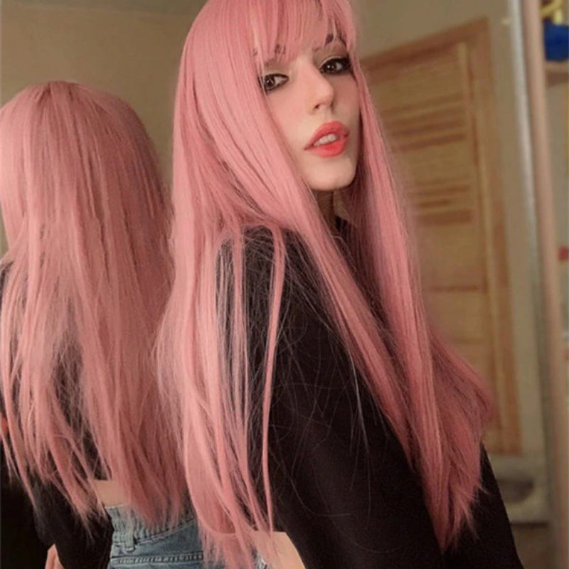 Women's Long Straight Wig Bright Color High-Temperature Fiber