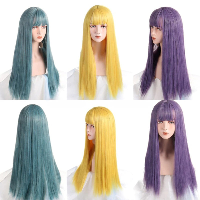 Women's Long Straight Wig Bright Color High-Temperature Fiber