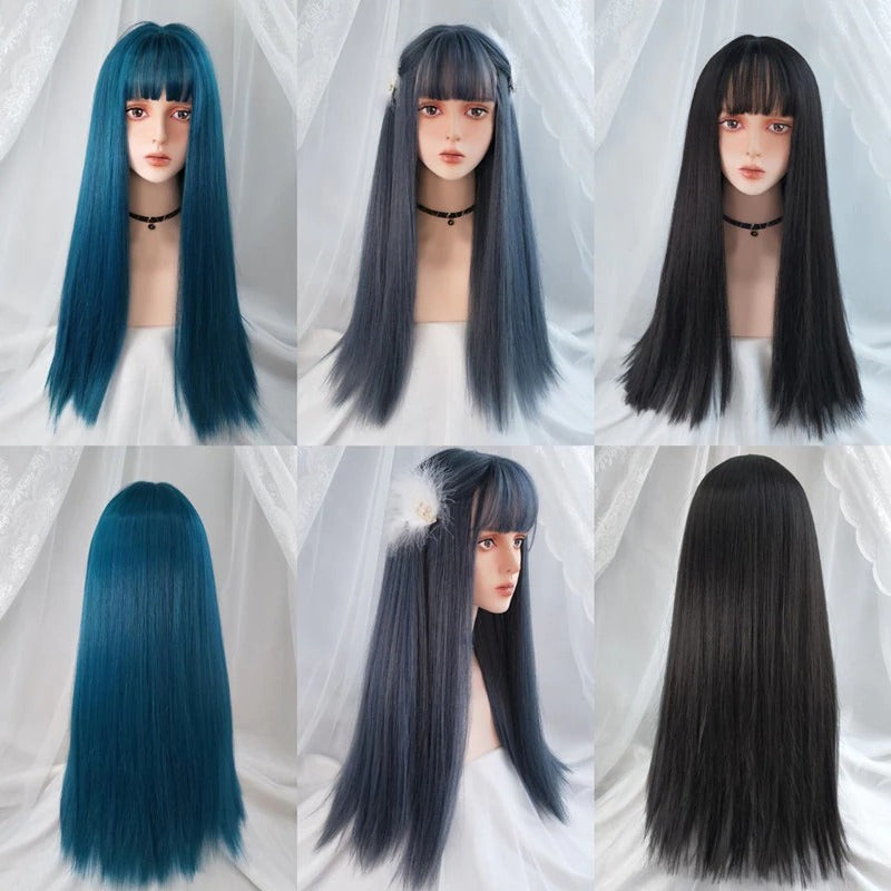 Women's Long Straight Wig Bright Color High-Temperature Fiber