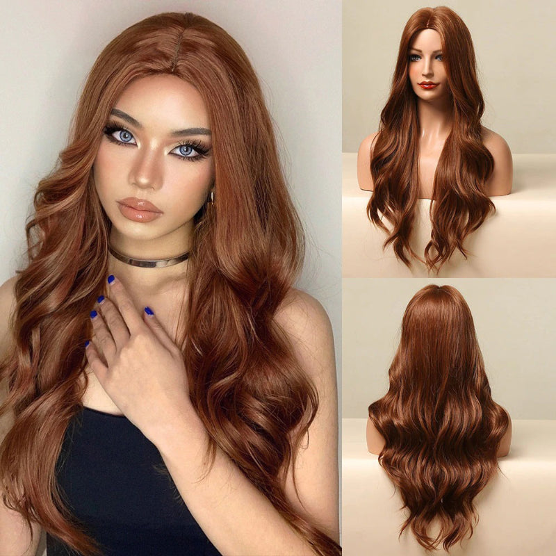 Women's Long Wavy Wig Purple Gray Ombre High-Temperature Fiber