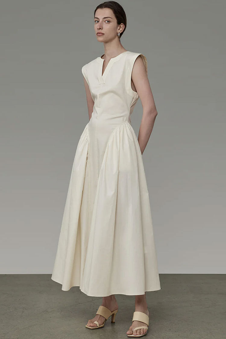 Women's Maxi Dress Apricot Cotton Blend with Ruffle Detail