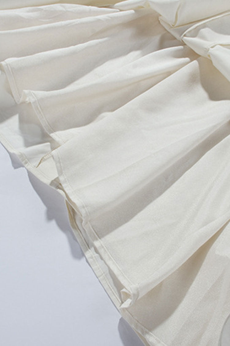 Women's Maxi Dress Apricot Cotton Blend with Ruffle Detail