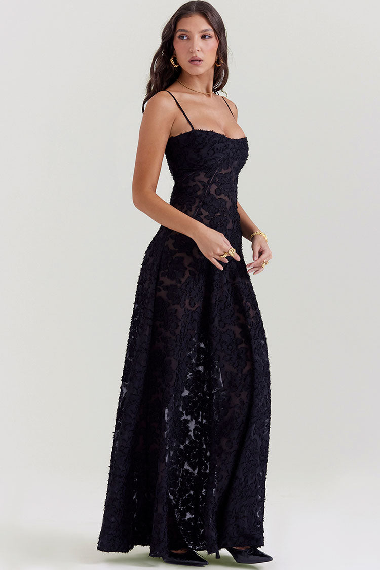 Women's Maxi Dress Black Lace Polyester