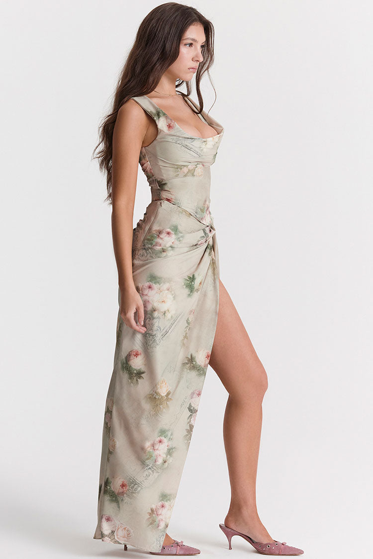 Women's Maxi Dress Floral Chiffon Two Piece