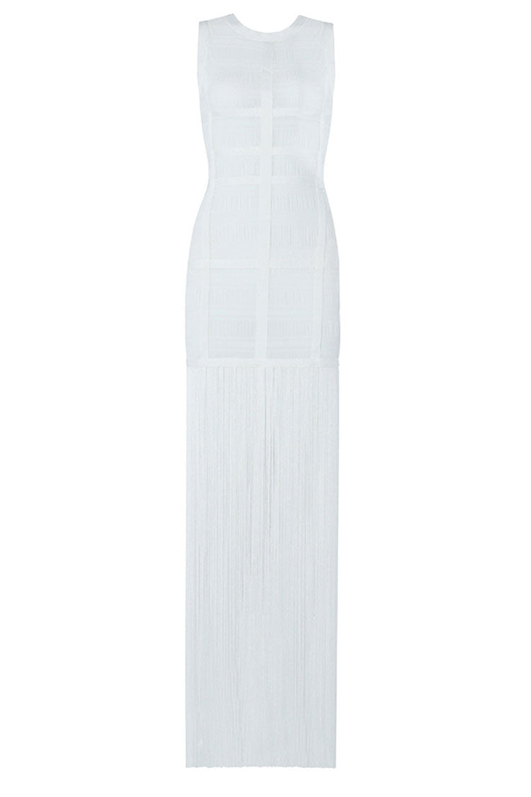 Women's Maxi Dress White Sheer Tulle Elegant
