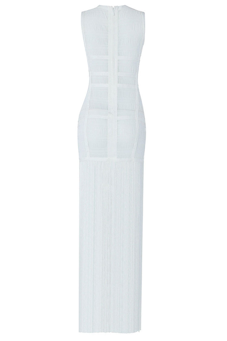 Women's Maxi Dress White Sheer Tulle Elegant