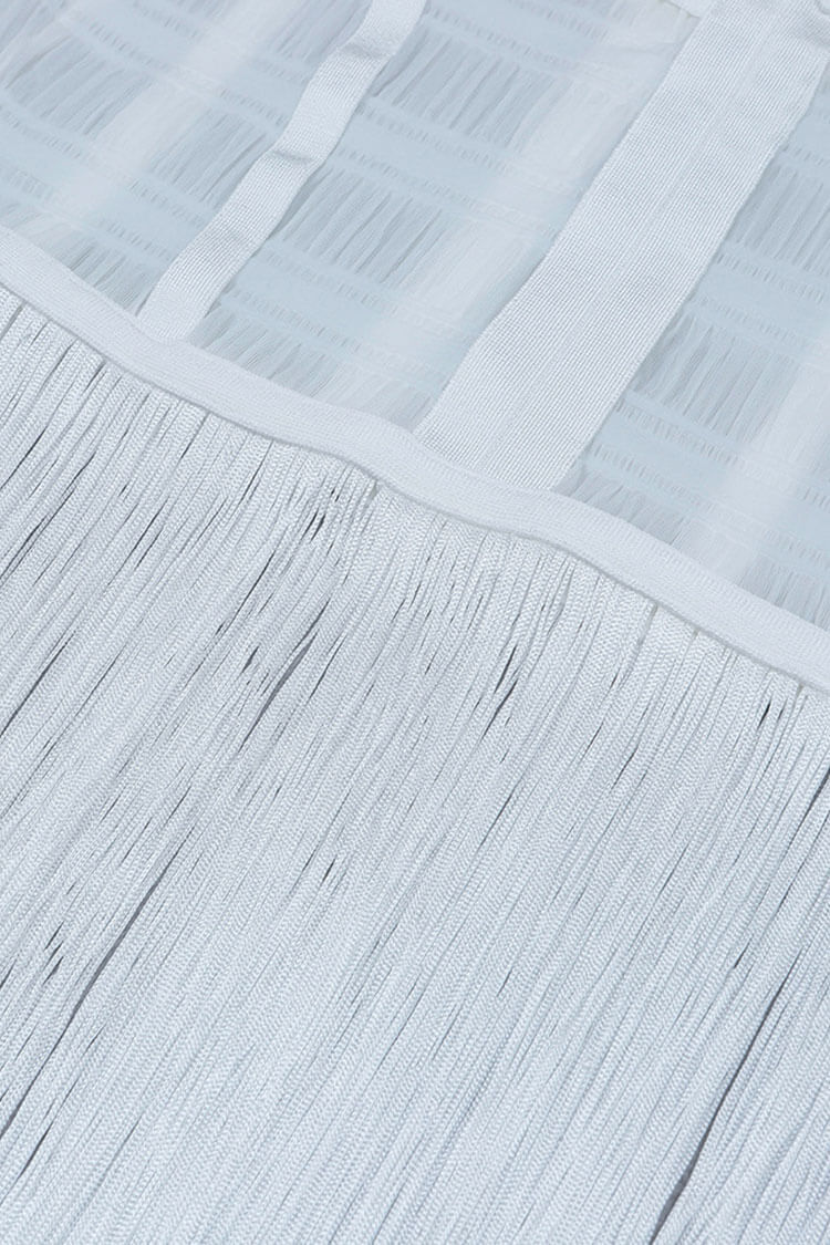 Women's Maxi Dress White Sheer Tulle Elegant