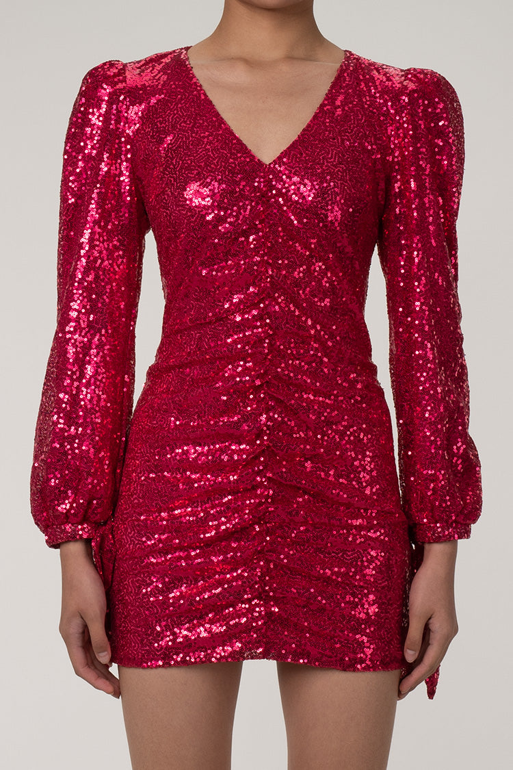 Women's Mini Dress Hot Pink Sequin Bodycon