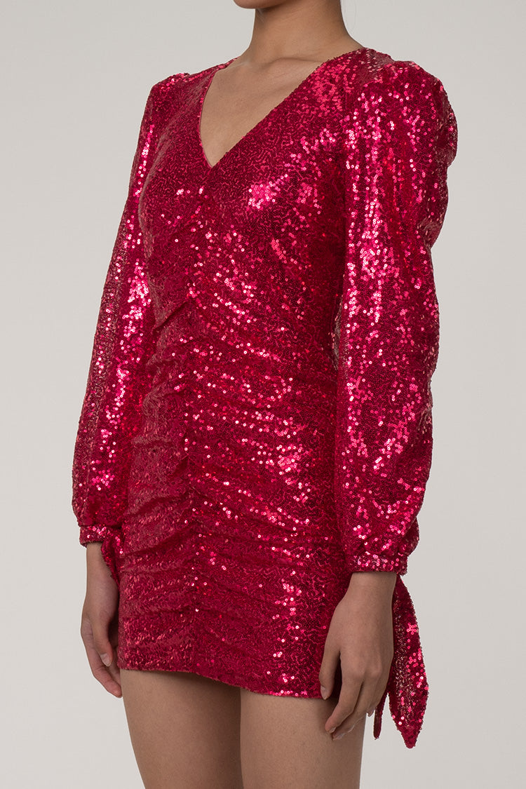 Women's Mini Dress Hot Pink Sequin Bodycon