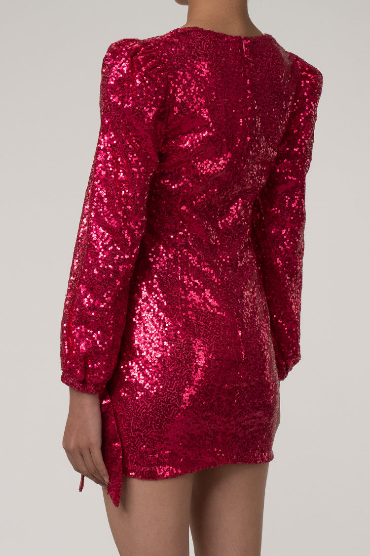 Women's Mini Dress Hot Pink Sequin Bodycon