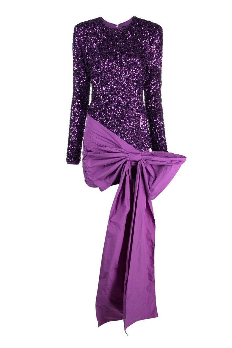 Women's Mini Dress Purple Polyester Sequin Bodycon