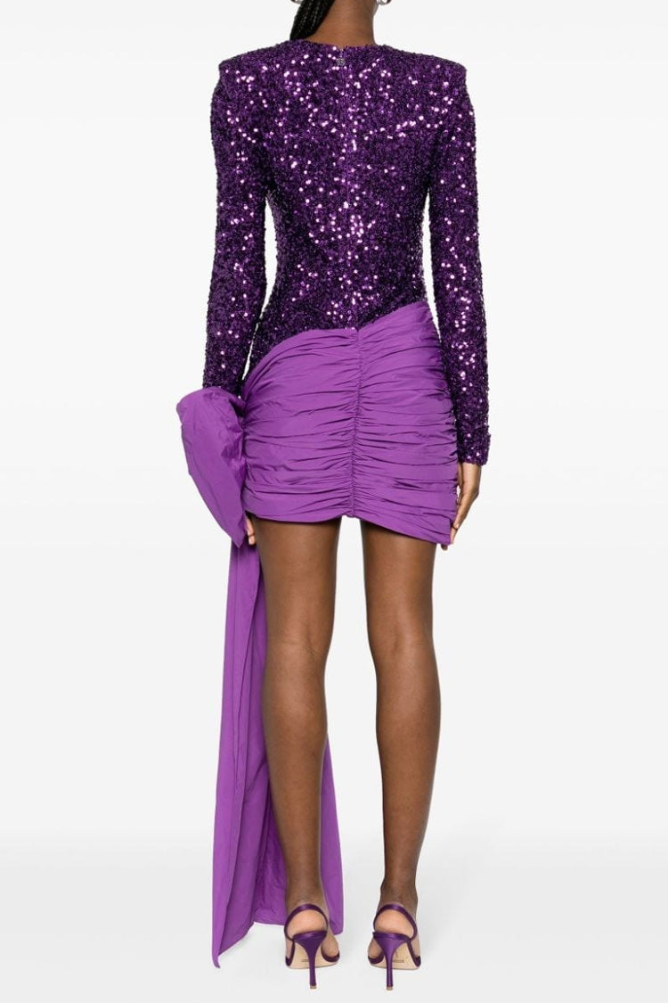 Women's Mini Dress Purple Polyester Sequin Bodycon
