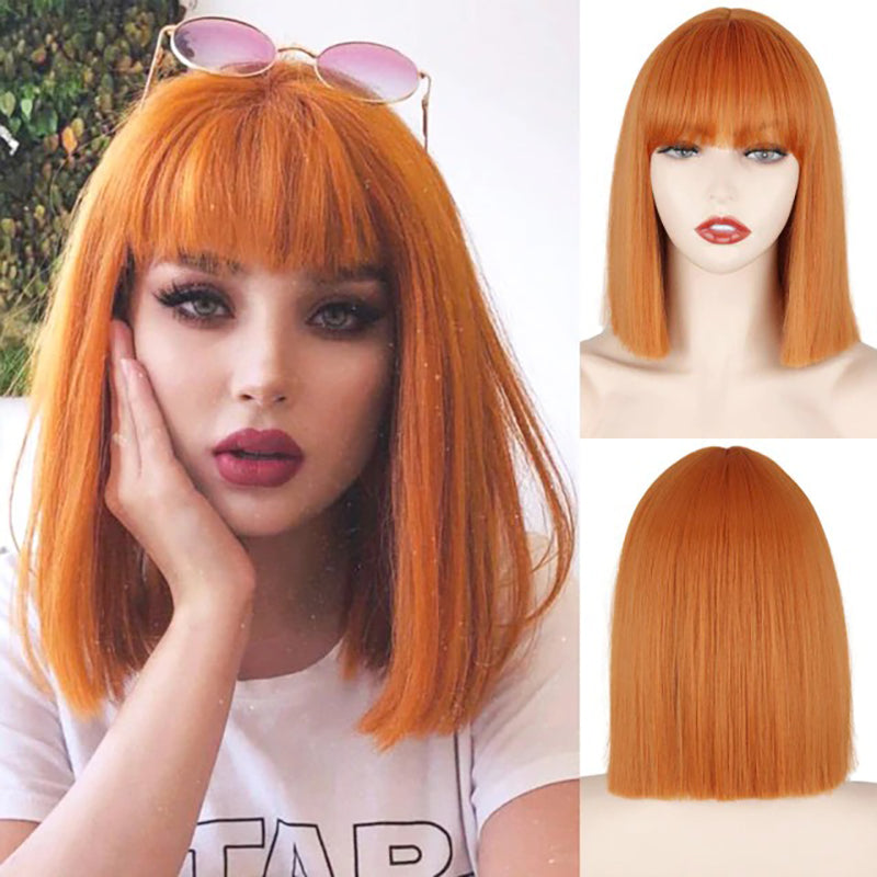 Women's Multi-color Wig Set Long Straight Short Hair with Bangs