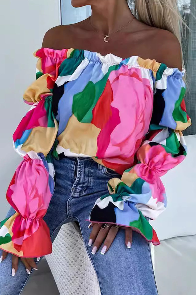 Women's Off-Shoulder Casual Top – Loose Fit Cotton Blend Going Out Top for Spring and Summer