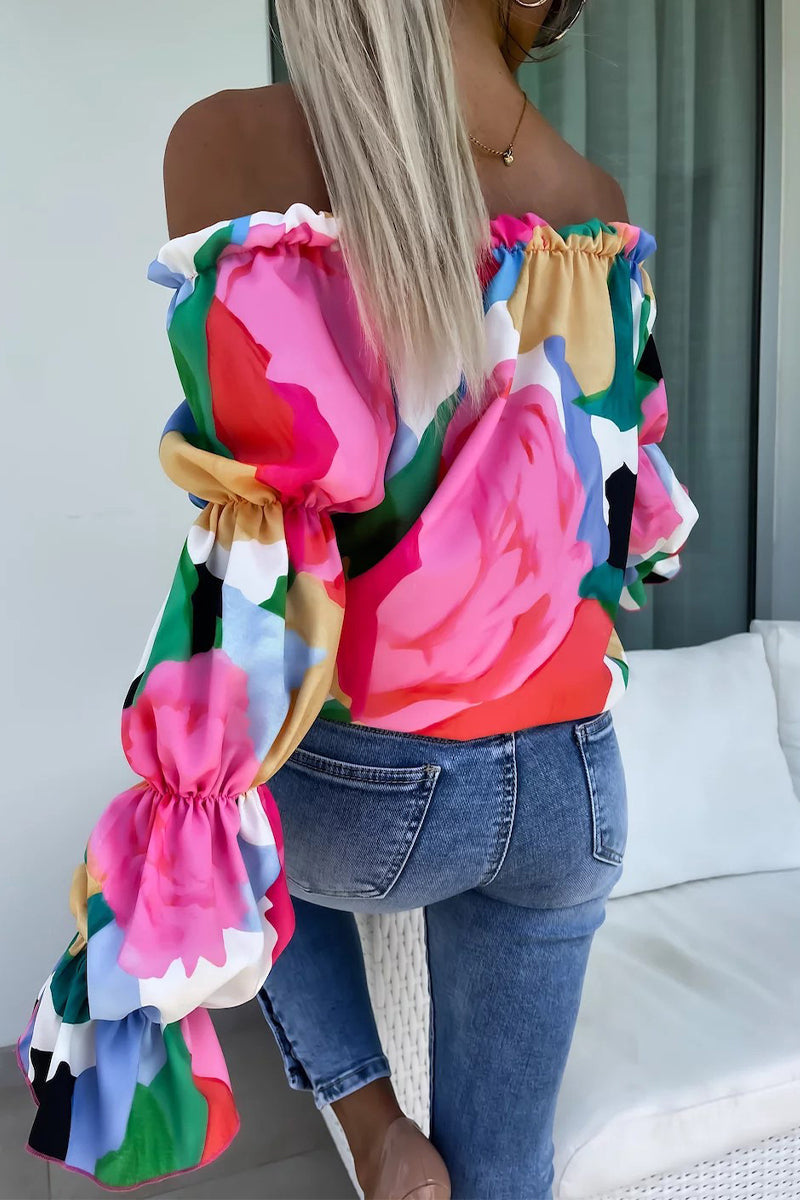 Women's Off-Shoulder Casual Top – Loose Fit Cotton Blend Going Out Top for Spring and Summer