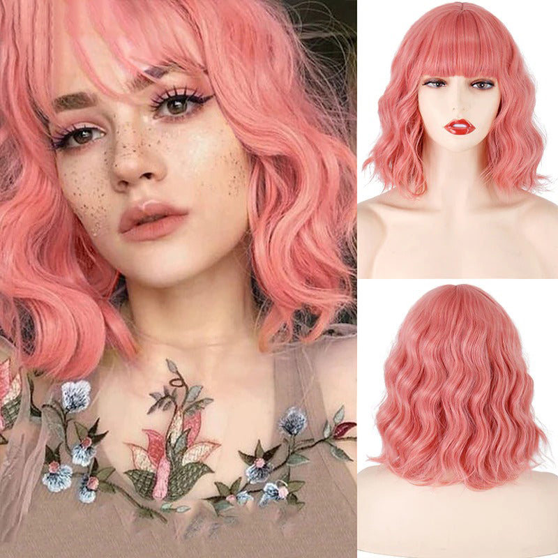 Women's Ombre Blonde Hair Wig Short Wavy High-Temperature Fiber