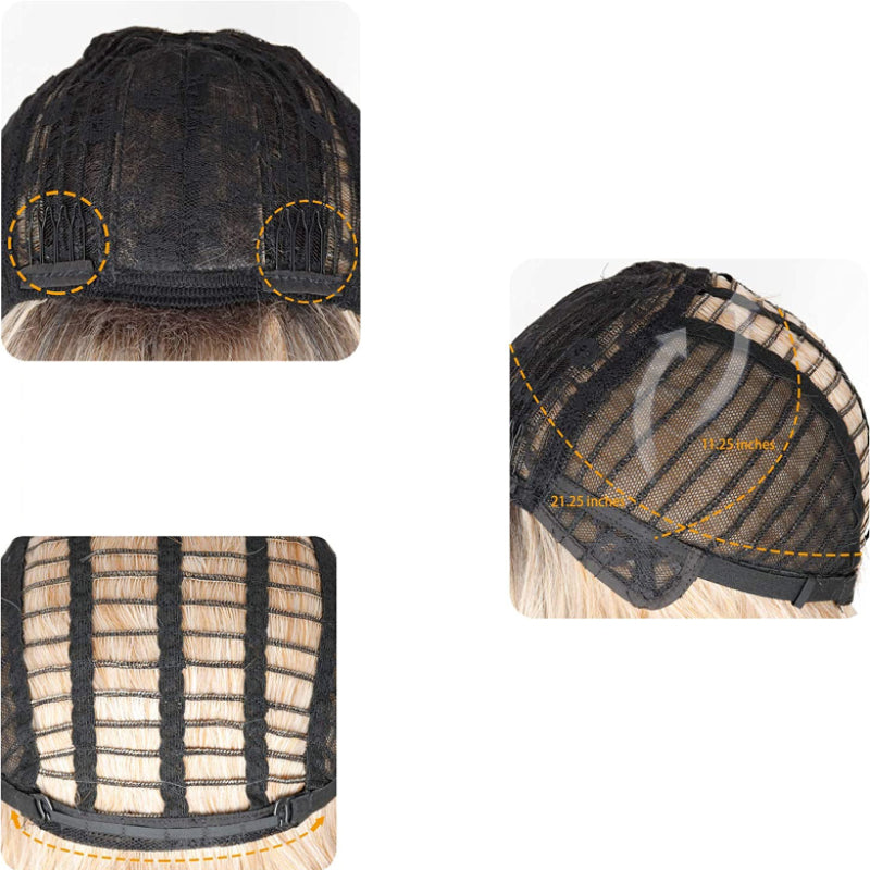 Women's Ombre Blonde Hair Wig Short Wavy High-Temperature Fiber