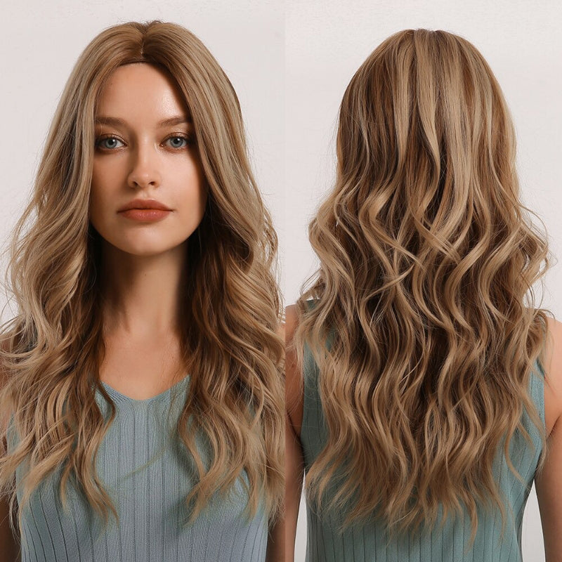 Women's Ombre Pink Long Wavy Wig Synthetic Hair