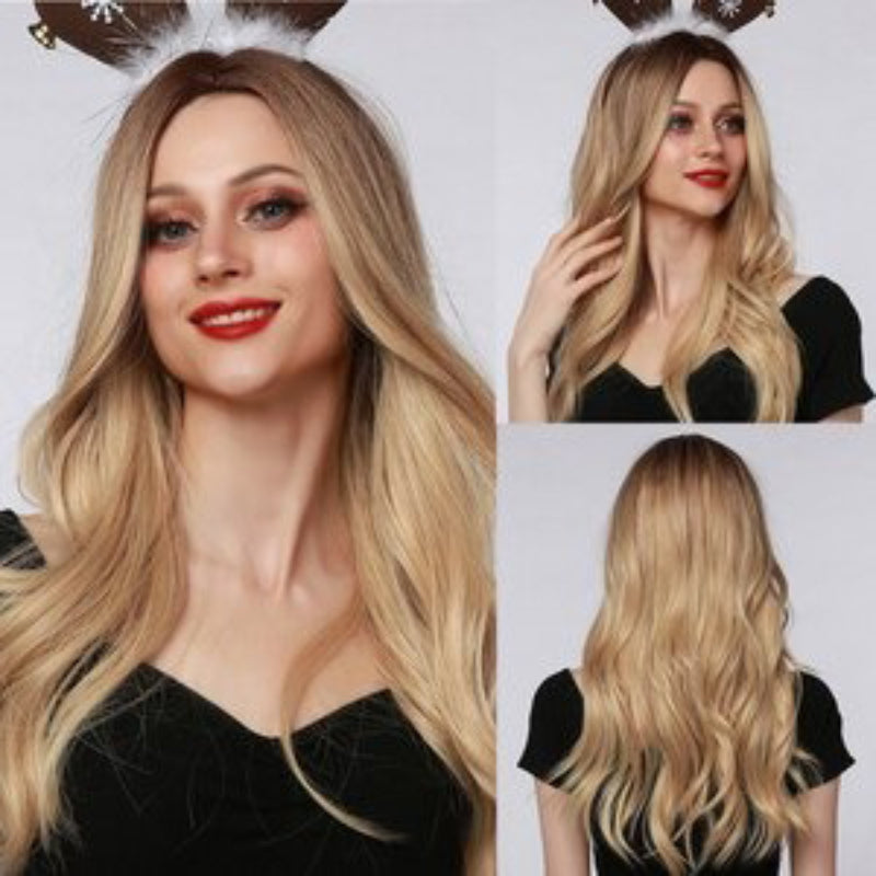 Women's Ombre Pink Long Wavy Wig Synthetic Hair