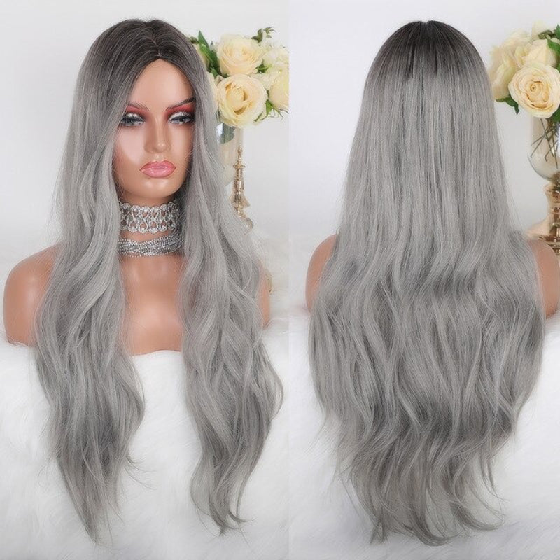 Women's Ombre Pink Long Wavy Wig Synthetic Hair