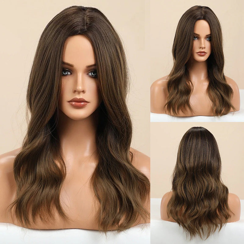 Women's Ombre Pink Long Wavy Wig Synthetic Hair