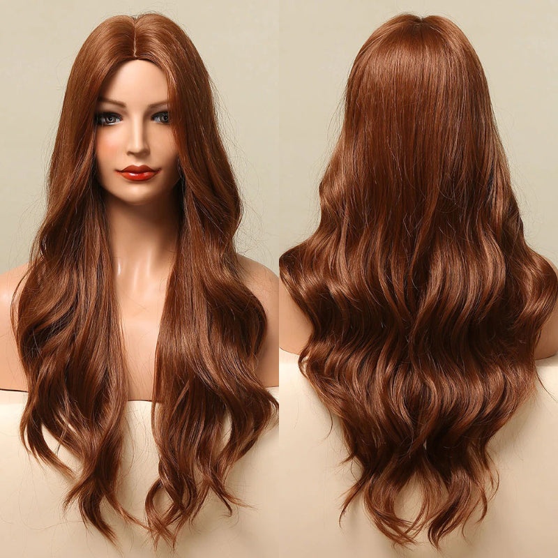 Women's Ombre Wig Brown Purple Synthetic Heat-Resistant Long Wavy