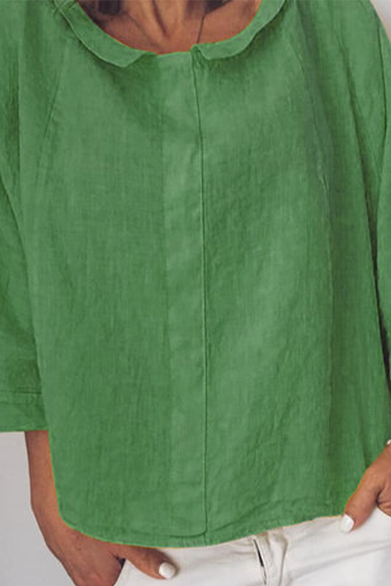 Women's Oversized Casual Top in Lightweight Cotton with 3/4 Sleeves and Round Neck – Comfortable Everyday Wear