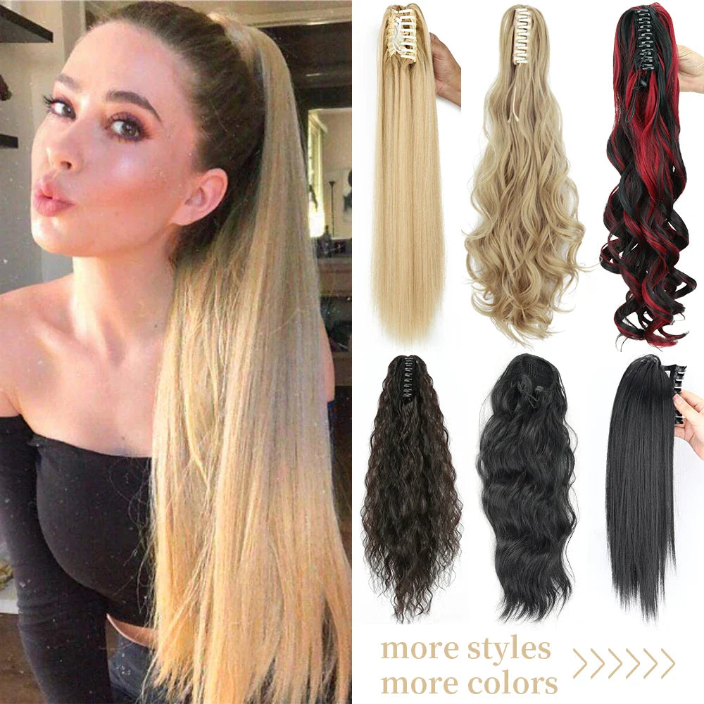 Women's Ponytail Extension 24 Inch Straight Synthetic Heat Resistant