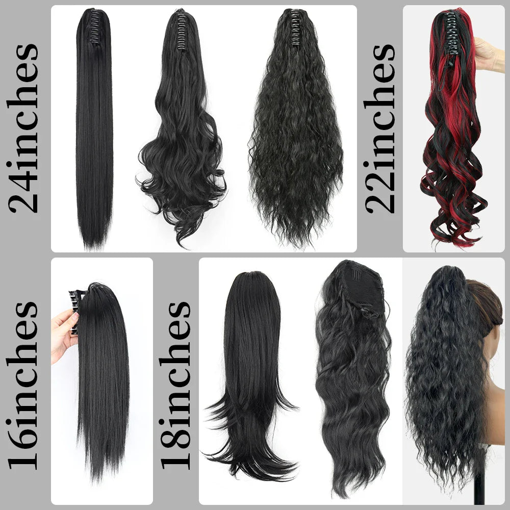 Women's Ponytail Extension 24 Inch Straight Synthetic Heat Resistant