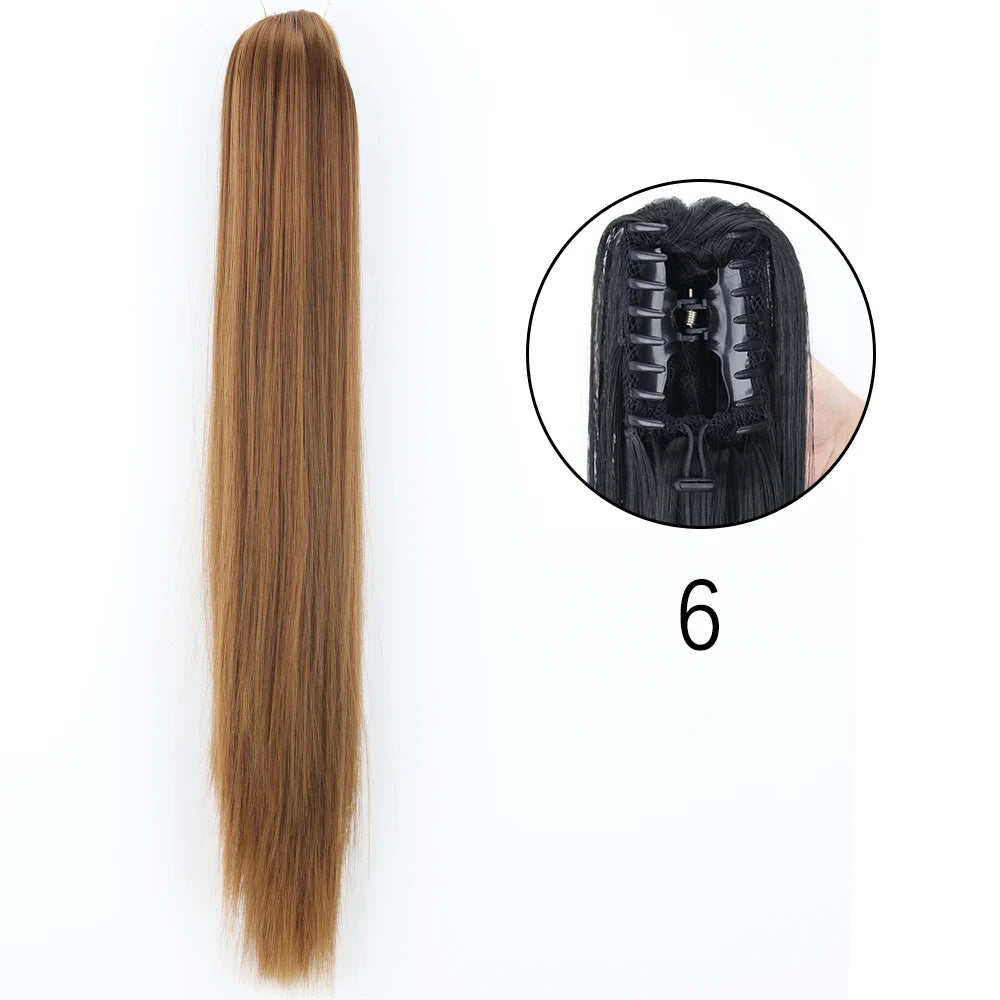 Women's Ponytail Extension 24 Inch Straight Synthetic Heat Resistant