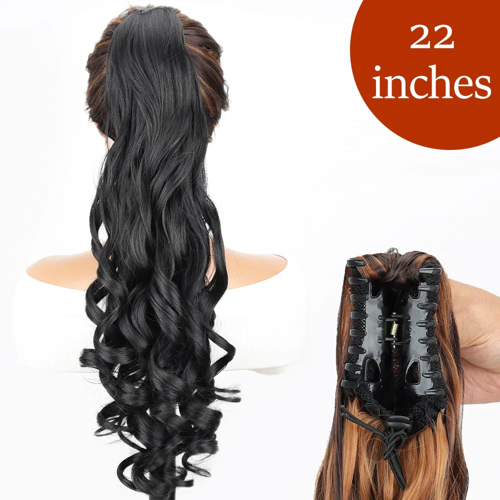 Women's Ponytail Extension 24 Inch Straight Synthetic Heat Resistant
