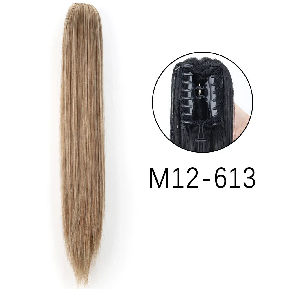 Women's Ponytail Extension 24 Inch Straight Synthetic Heat Resistant