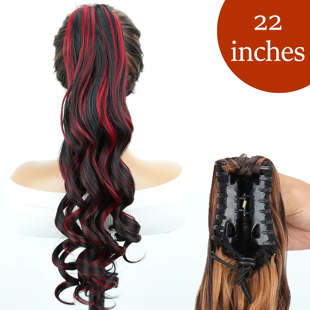 Women's Ponytail Extension 24 Inch Straight Synthetic Heat Resistant
