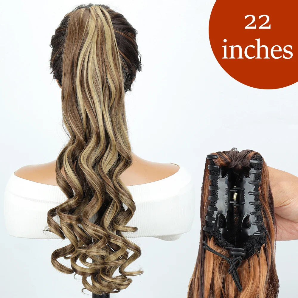 Women's Ponytail Extension 24 Inch Straight Synthetic Heat Resistant