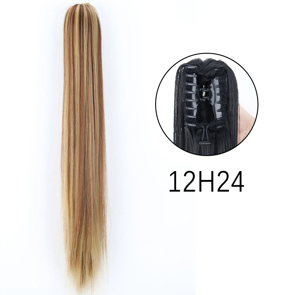 Women's Ponytail Extension 24 Inch Straight Synthetic Heat Resistant