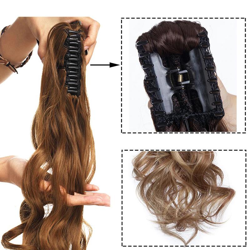 Women's Ponytail Extension Long Wavy Clip-In 18 Inch High-Temperature Fiber