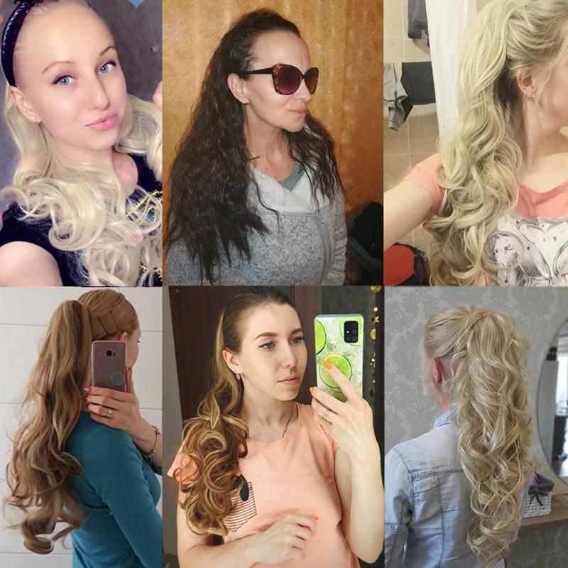 Women's Ponytail Extensions Brown High-Temperature Fiber Clip-In