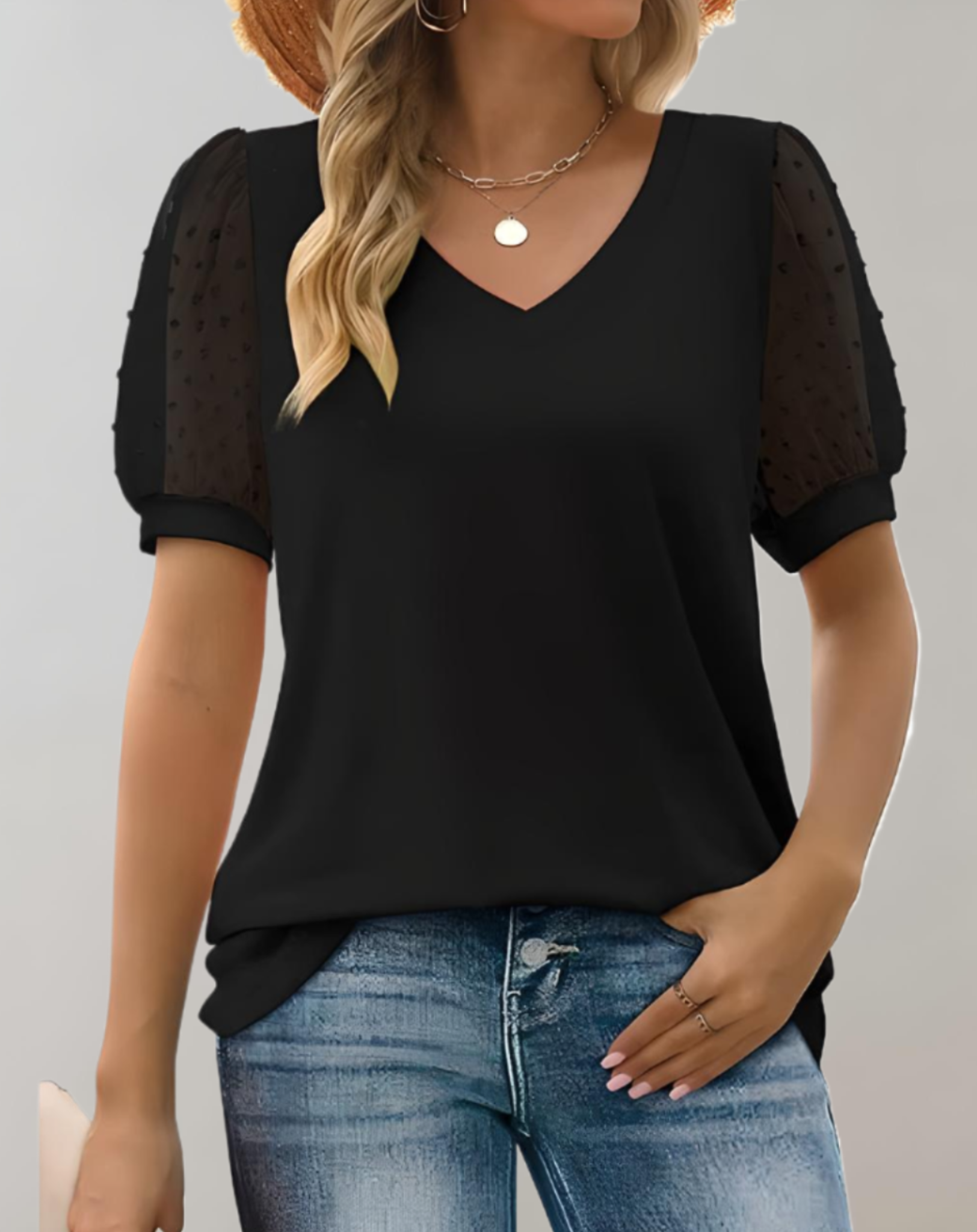Women's Puff Sleeve Top – Soft Cotton Blend Blouse, Casual Going Out Top for Every Occasion