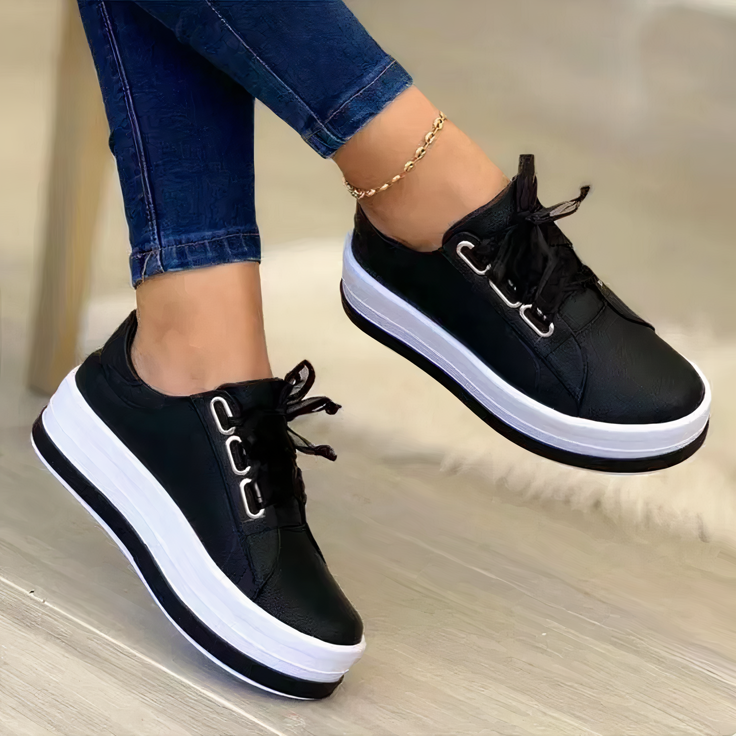 Women's Retro Sneakers in Gold, Rose Gold, Silver, and Black – Stylish Casual Footwear