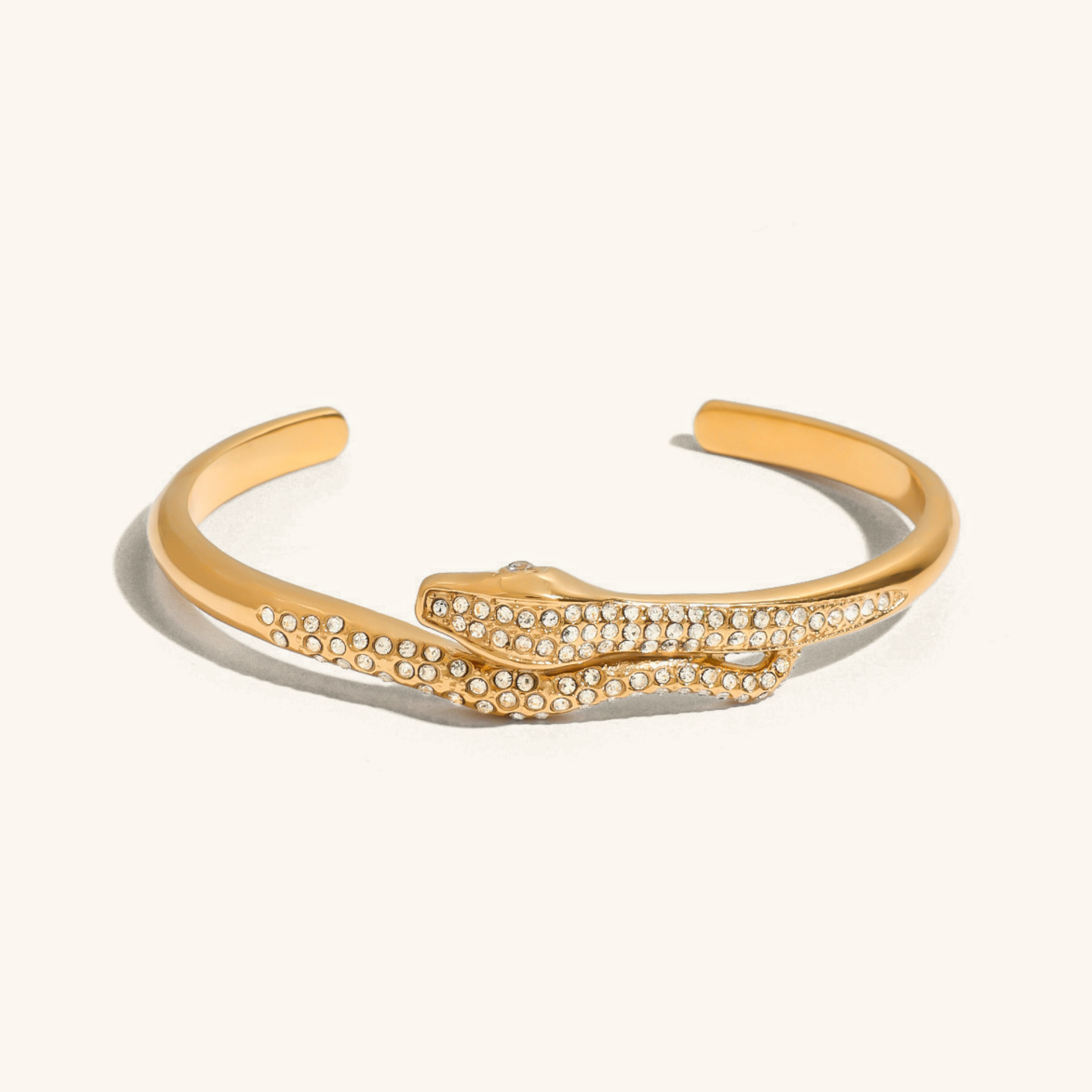 Women's Serpentine Bangle Gold Stainless Steel with Diamond Simulants