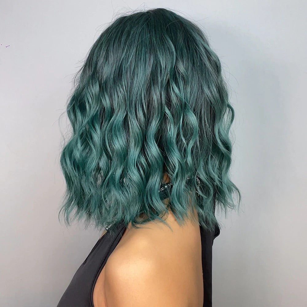 Women's Short Bob Wig Brown Synthetic Hair with Bangs