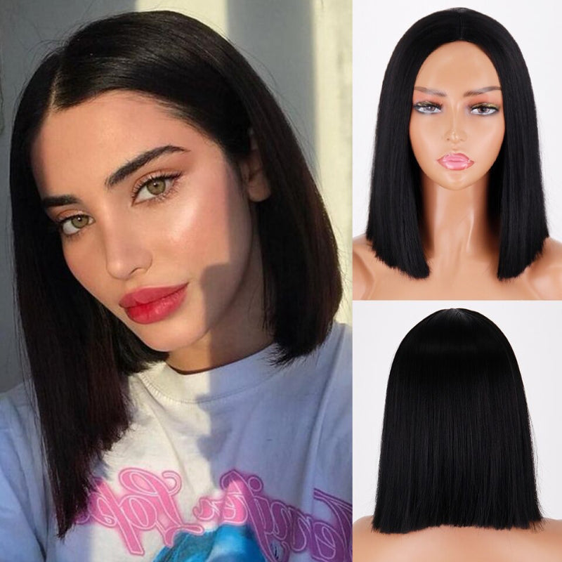 Women's Short Bob Wig Silver Gray High-Temperature Fiber