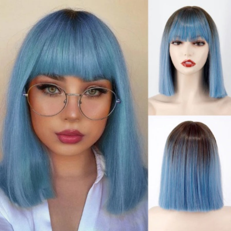 Women's Short Bob Wig Silver Gray High-Temperature Fiber